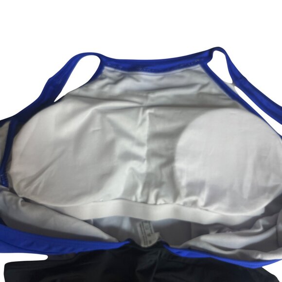 Holipick Two Tone One Piece Swimsuit Large Black Blue New High Neck Cutout - Picture 6 of 11